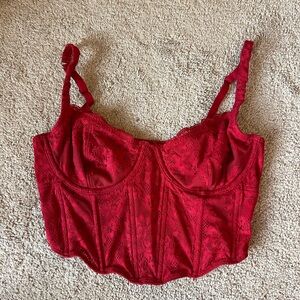 Gilly Hicks Red Lace Corset Crop Top